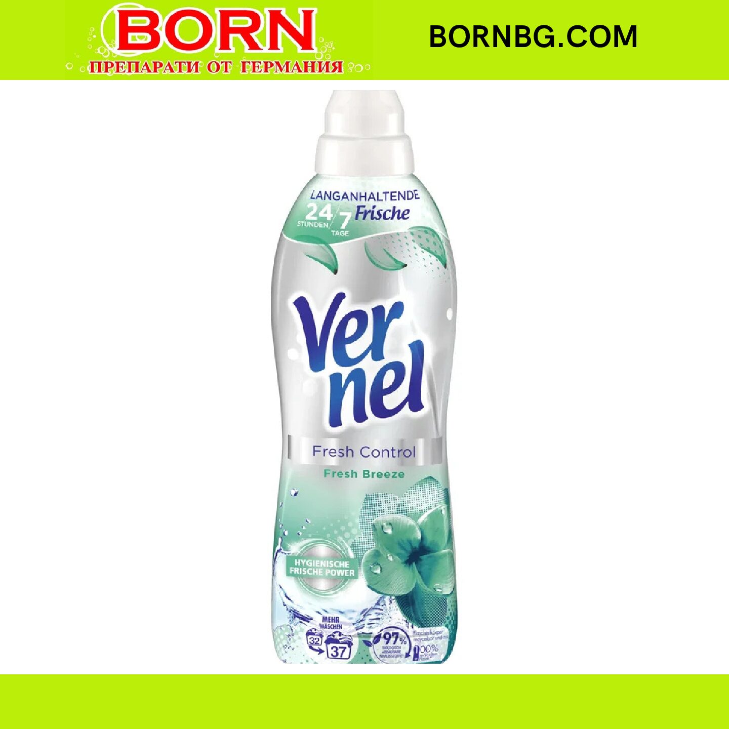 Вернел омекотител за дрехи Vernel Breeze , 814 мл. , 37 пранета