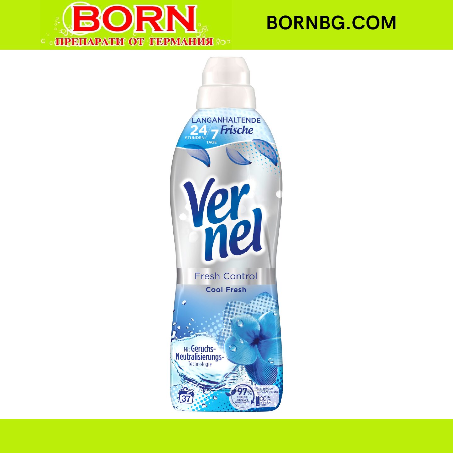 Вернел омекотител за дрехи Vernel Cool Fresh , 814 мл. , 37 пранета
