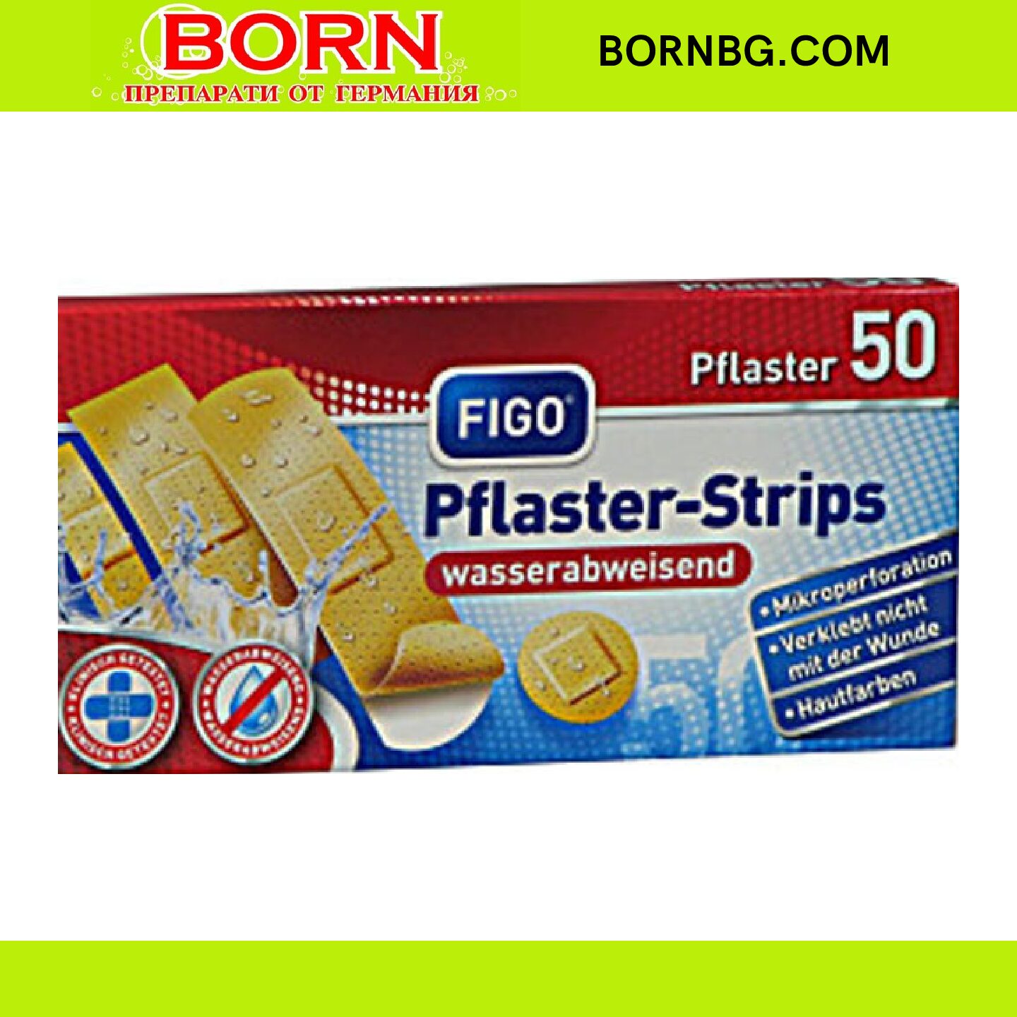 Фиго лепенки за рани Figo Pflaster-Strips , 4 размера , 50 броя